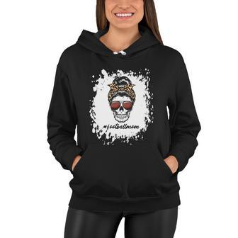 Bleached Football Mom Life With Leopard And Messy Bun Player Great Gift Women Hoodie - Monsterry AU