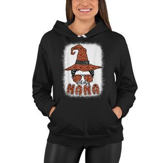 Bleached Witchy Mama Halloween Messy Bun Witch Mom Spooky Women Hoodie - Seseable