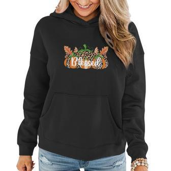 Blessed Fall Pumpkin Leopard Present Women Hoodie Graphic Print Hooded Sweatshirt - Seseable