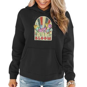 Boho Vintage Bloom Wildflowers Design Women Hoodie Graphic Print Hooded Sweatshirt - Seseable
