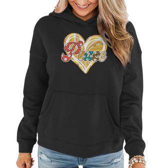 Boho Vintage Peace Heart Retro Custom Women Hoodie Graphic Print Hooded Sweatshirt - Seseable