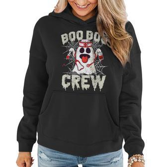 Boo Boo Crew Nurse Funny Ghost Women Halloween Nurse V3 Women Hoodie Graphic Print Hooded Sweatshirt - Thegiftio UK