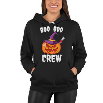 Boo Boo Crew Nurse Pumpkin Funny Halloween Ghost Costume Women Hoodie - Seseable