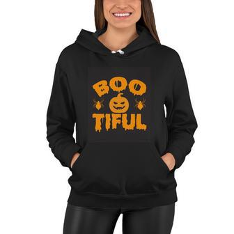 Boo Tiful Pumpkin Halloween Quote Women Hoodie - Monsterry