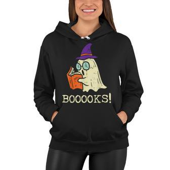 Books Ghost Boo Funny Reading Halloween Teacher Librarian Women Hoodie - Seseable