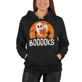 Boooks Funny Halloween Ghost Bookworm Spooky Season Reading Women Hoodie - Seseable