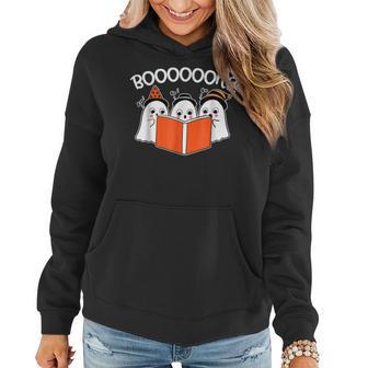 Boooks Lazy Diy Halloween Teacher Funny Ghost Reading Books Women Hoodie Graphic Print Hooded Sweatshirt - Thegiftio UK