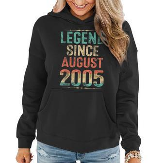Born August 2005 Birthday Gift Legend Since 2005 17 Year Old Women Hoodie Graphic Print Hooded Sweatshirt - Thegiftio UK