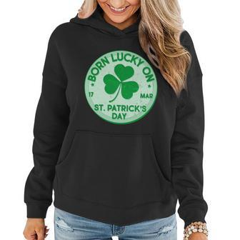 Born Lucky On St Patricks Day Graphic Design Printed Casual Daily Basic Women Hoodie