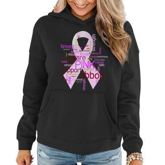 Breast Cancer Awareness Word Mash-Up Graphic Design Printed Casual Daily Basic Women Hoodie - Thegiftio UK