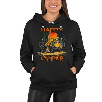 Camping Camper Happy Halloween Skeleton Dancing Women Hoodie - Seseable