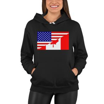 Canadian American Usa Flag Women Hoodie - Monsterry