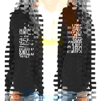 Candle Maker Candle Making Happiest When Making Candles Funny Gift Graphic Design Printed Casual Daily Basic Women Hoodie - Thegiftio