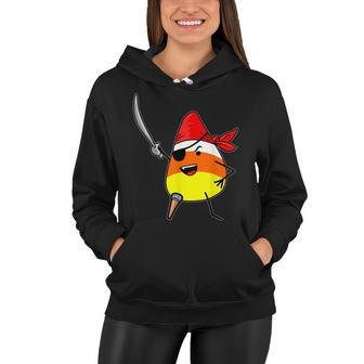 Candy Corn Pirate Halloween Jolly Roger Trick-Or-Treat Women Hoodie - Seseable