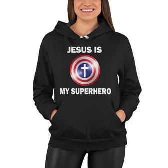 Captain Jesus Is My Superhero Cross Logo Women Hoodie - Monsterry AU