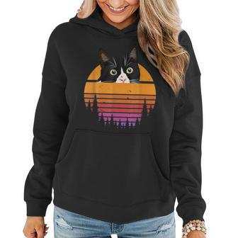 Cat Retro Style Kitten Retro Style Black Cat V2 Women Hoodie Graphic Print Hooded Sweatshirt - Thegiftio UK