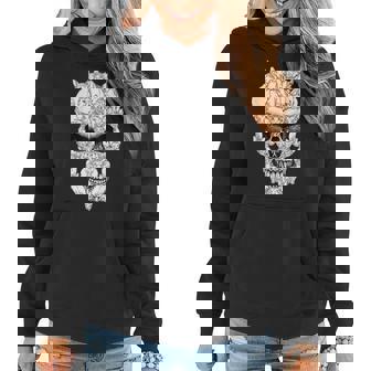 Cat Skull Halloween Costume Funny Horror Emo Graphic Women Hoodie Graphic Print Hooded Sweatshirt - Thegiftio