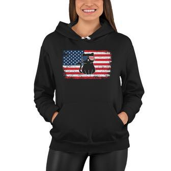 Cat Usa Flag Graphic 4Th Of July Plus Size Women Hoodie - Monsterry