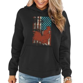 Chickens In Vintage Us Flag Rooster Fans Funny 4Th July Gift Women Hoodie - Thegiftio UK