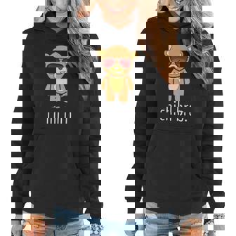 Chill Bro Funny Teddy Bear Women Hoodie Graphic Print Hooded Sweatshirt - Thegiftio
