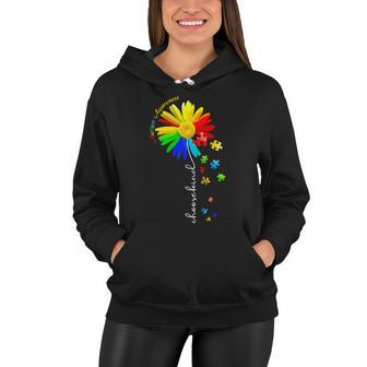 Choose Kind Autism Awareness Sunflower Mom Autism Puzzle Women Hoodie - Monsterry