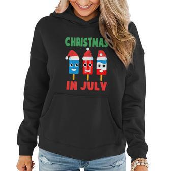 Christmas In July Ice Pops In Santa Hat Kids Toddler Cute Graphic Design Printed Casual Daily Basic Women Hoodie - Thegiftio UK