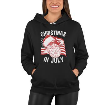 Christmas In July Retro Hipster Funny Santa 4Th Of July Women Hoodie - Monsterry