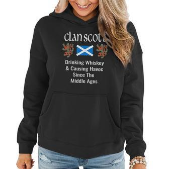 Clan Scott Tartan Scottish Family Name Scotland Pride Women Hoodie Graphic Print Hooded Sweatshirt - Thegiftio UK