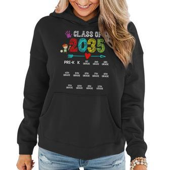 Class Of 2035 Grow With Me Handprint Pre-K 12Th Grade Women Hoodie Graphic Print Hooded Sweatshirt - Thegiftio UK