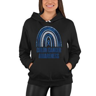 Colon Cancer Awareness Blue Ribbon And Rainbow New Awareness Women Hoodie - Monsterry