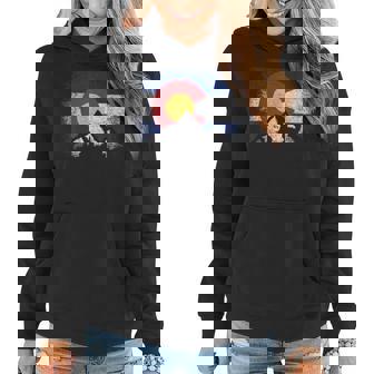 Colorado Flag Mountain Ski Winter Gift Hiker Hiking Camping Women Hoodie Graphic Print Hooded Sweatshirt - Thegiftio