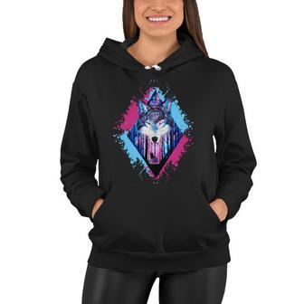 Colorful Wolf Painting Wolves Lover Women Hoodie - Monsterry AU