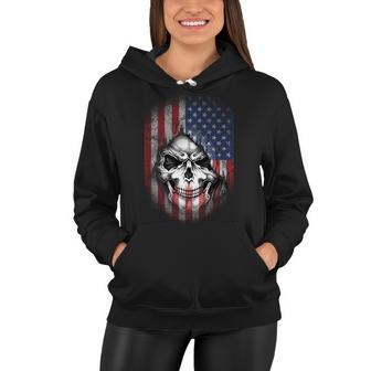 Cool American Flag Skull Graphic Tshirt Women Hoodie - Monsterry
