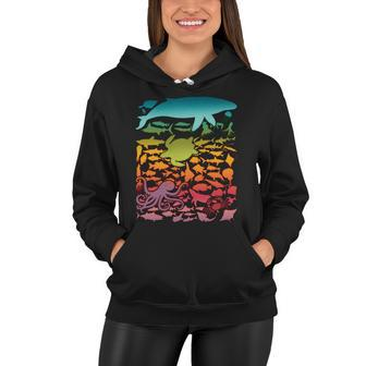 Cool Rainbow Ocean Sea Life Women Hoodie