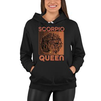 Cool Retro Scorpio Queen Afro Woman Women Hoodie - Monsterry