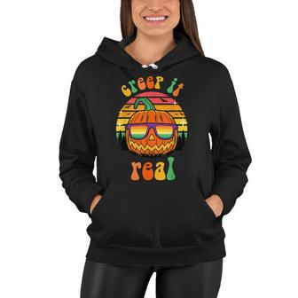 Creep It Real Halloween Ghost Groovy Spooky Witch Boys Girls Women Hoodie - Seseable