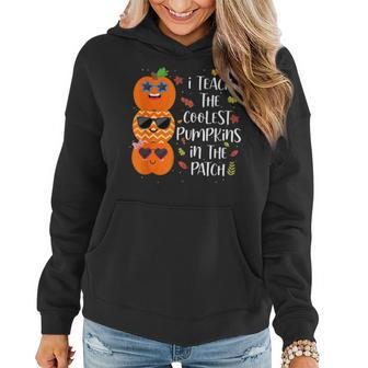 Cute I Teach The Coolest Pumpkins In The Patch Teacher Women Hoodie Graphic Print Hooded Sweatshirt - Thegiftio UK