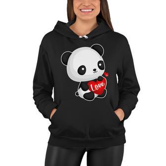 Cute Panda Holding A Heart Women Hoodie - Monsterry DE