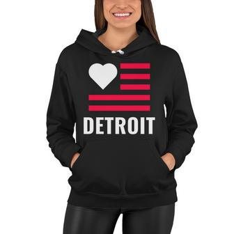 Detroit Usa Flag Love Women Hoodie - Thegiftio UK