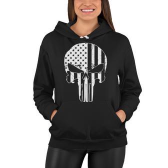 Distressed Usa American Skull Women Hoodie - Monsterry UK