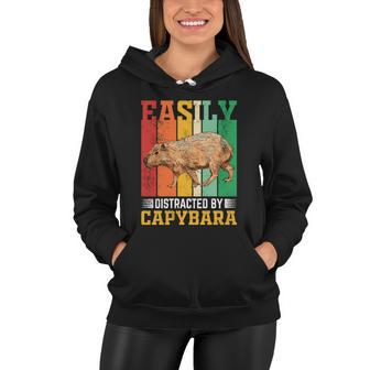 Easily Distracted By Capybara Animal Lover Rodent Gift Women Hoodie - Monsterry DE