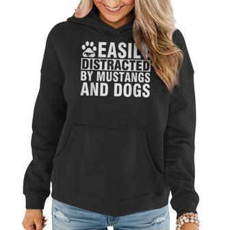 Easily Distracteds By Mustangs And Dog Funny Women Hoodie Graphic Print Hooded Sweatshirt - Thegiftio UK