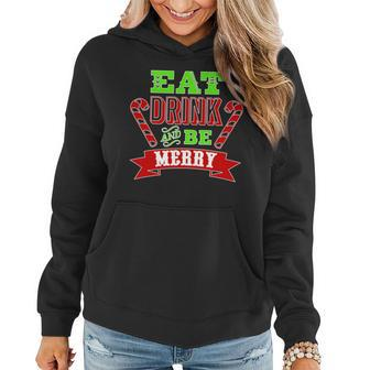 Eat Drink And Be Merry Christmas Graphic Design Printed Casual Daily Basic Women Hoodie - Thegiftio UK