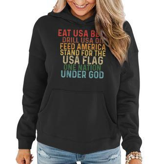 Eat Usa Beef Drill Usa Oil Feed America Stand For The Usa V2 Women Hoodie - Thegiftio UK