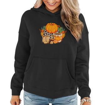 Fall Season Lovers Pumpkin Shoes Sweater Weather Women Hoodie Graphic Print Hooded Sweatshirt - Seseable