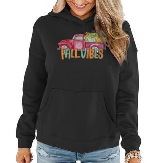 Fall Vibes Old School Truck Full Of Pumpkins And Fall Colors Women Hoodie - Thegiftio UK