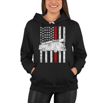 Fire Truck American Firefighter Thin Red Line Flag Tshirt Women Hoodie - Monsterry