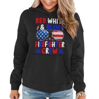 Firefighter Funny Red White And Blue Firefighter Squad American Flag V2 Women Hoodie - Seseable