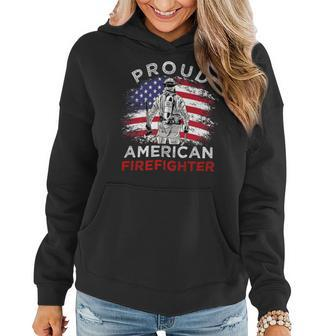 Firefighter Proud American Firefighter Vintage July 4Th For Firefighter Women Hoodie - Seseable
