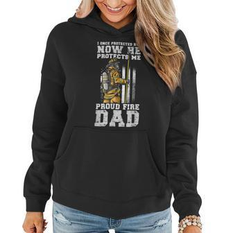 Firefighter Proud Fire Dad Firefighter Dad Of A Fireman Father V2 Women Hoodie - Seseable